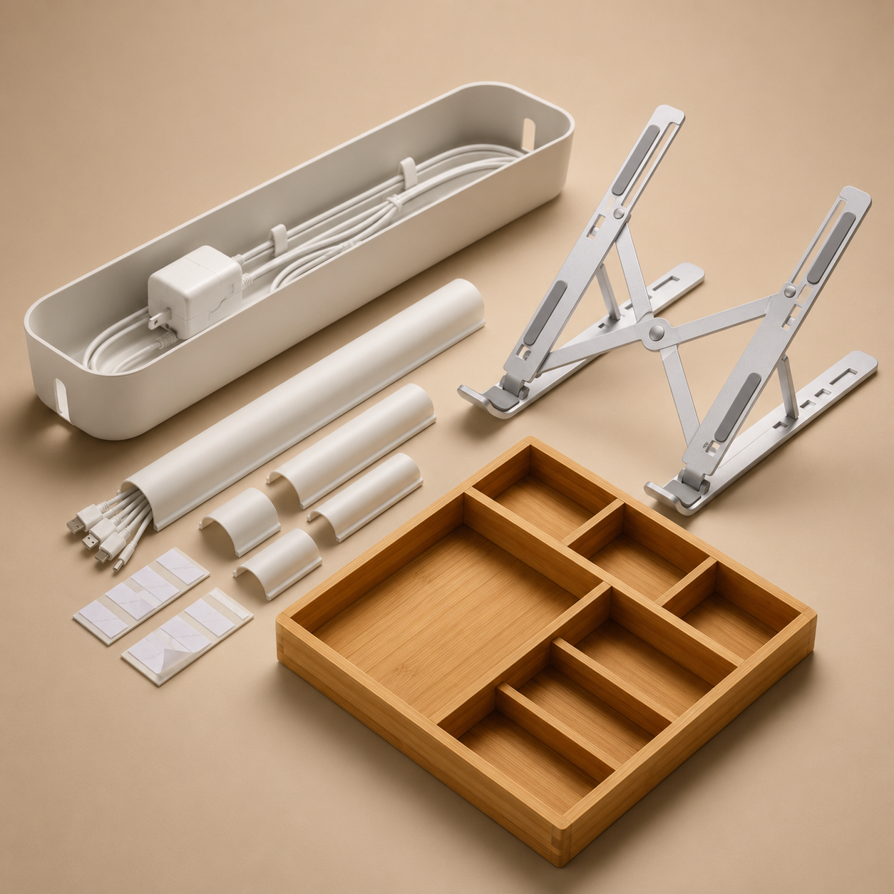Clean Desk Starter Set — Everything to tidy a desk from scratch — one box, no drilling.